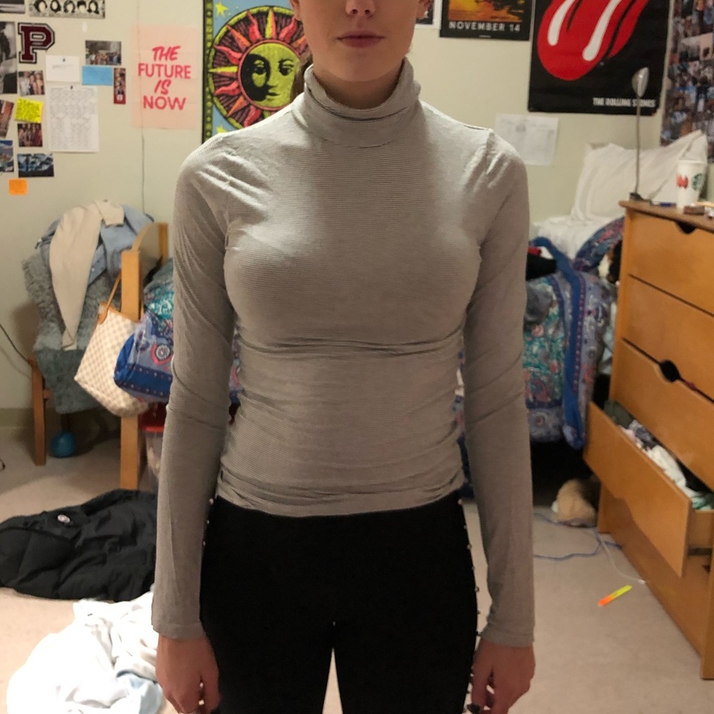 Black and white striped turtle neck